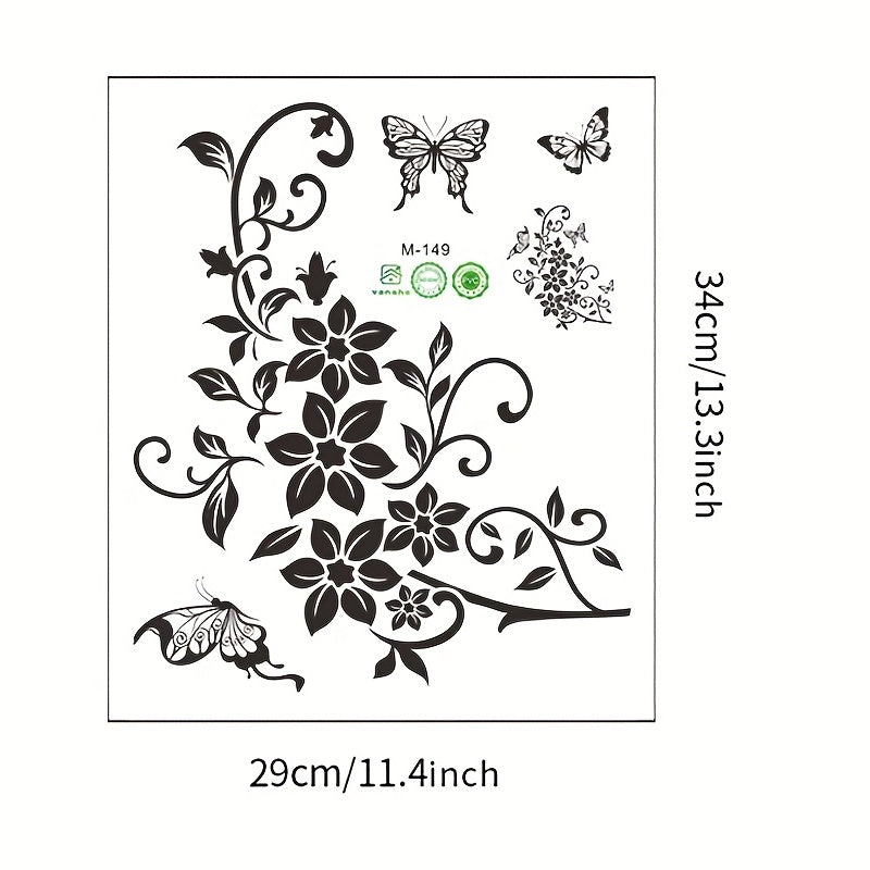 Flower Pattern Toilet Lid Decal Wall Sticker Bathroom Decor