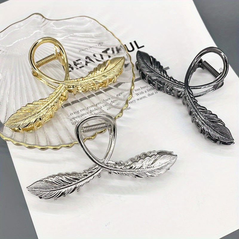 Alloy Feather Hair Claw Ponytail Holder for Women Girls