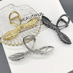 Alloy Feather Hair Claw Ponytail Holder for Women Girls