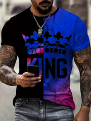 Colorful King Letter Graphic Print Men's T Shirt