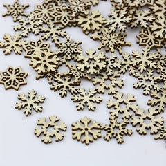 50pcs Wooden Christmas Tree Hanging Snowflake Ornaments