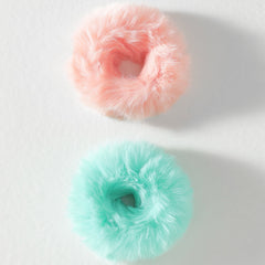 2pcs Pom Pom Hair Tie Fuzzy Scrunchies Faux Rabbit Fur Elastic Hair Bobbles