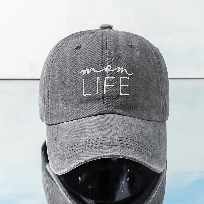 MOM LIFE Embroidery Baseball Cap Washed Solid Unisex Sun Visor Hat