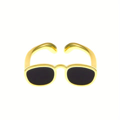 Adjustable Glass Ring 14k Plated Couple Ring