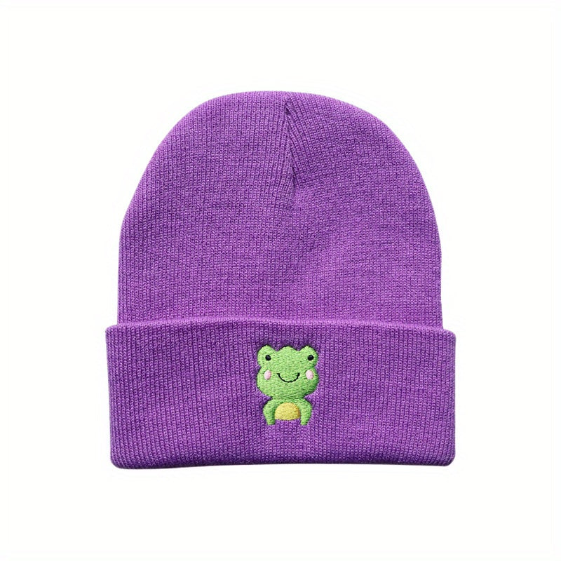 Men's Embroidered Knitted Frog Warm Hat