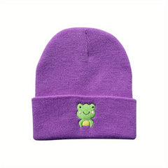 Men's Embroidered Knitted Frog Warm Hat