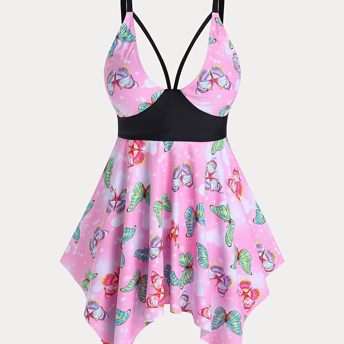  Y2k Butterfly Print Swimsuit Set - 2pc
