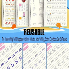 4 Reusable Copybooks with Pen for Kids Handwriting Practice Learning Toys