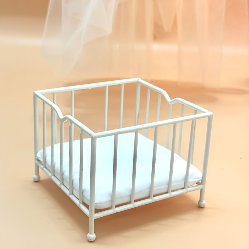 2pcs Mini Iron Bed & Mouse Treasure Cradle for BJD OB11 Dollhouse Decor