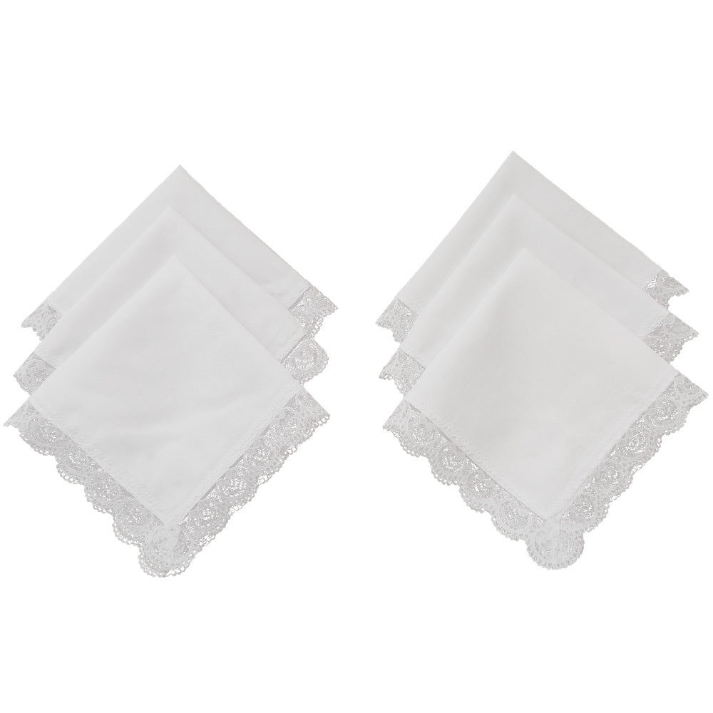 6pcs Lace Trim Handkerchief Set for Wedding Decoration DIY