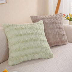 Velvet Soft Solid Decorative Square Throw Pillow Covers Set Ivory 18x18 Inch