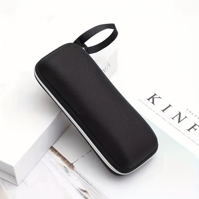 Geometric Print Textured Glasses Case with Zipper