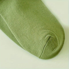 Women's Solid Mid Tube Socks, 5 Pairs