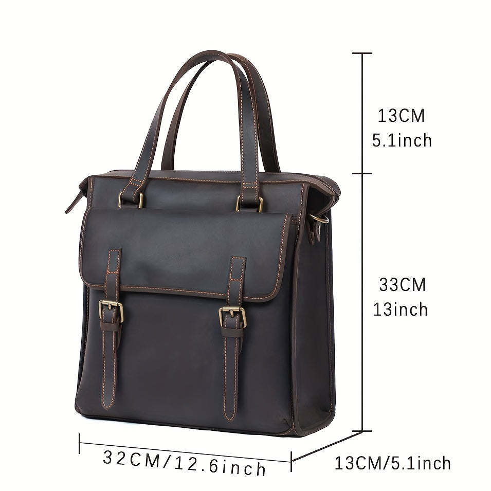 Retro Cowhide Backpack Men's Hand Held Briefcase