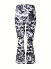 Women's Plus Butterfly Print Stretch Flare Leg Pants