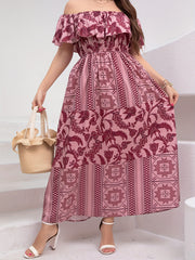  Colorblock Off Shoulder Maxi Dress