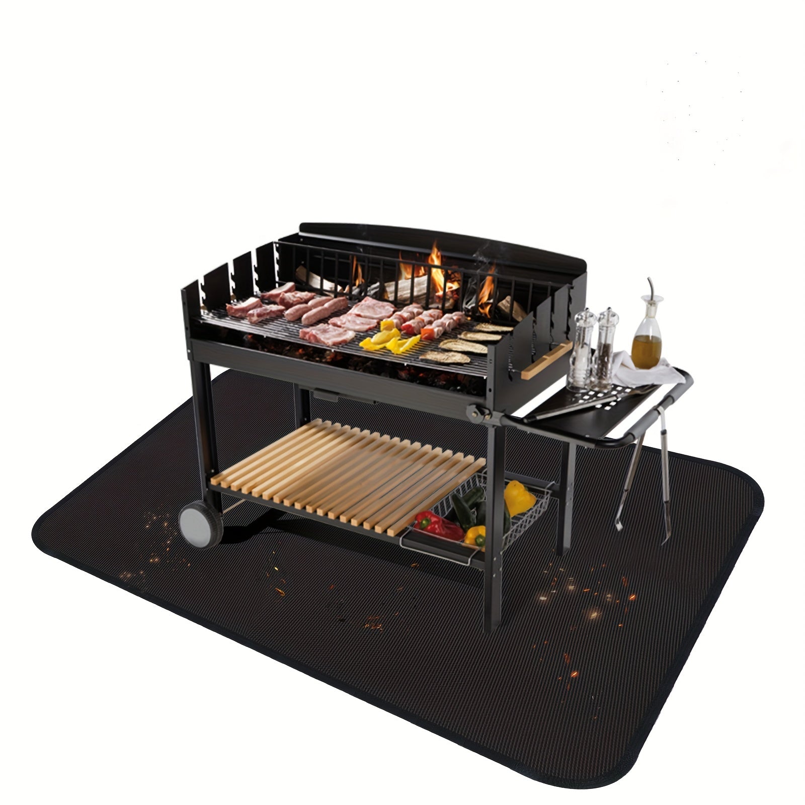 Fireproof Double Sided BBQ Mat for Outdoor BBQ & Indoor Fireplace