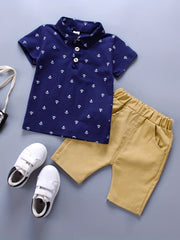 Baby Boys Anchor Print Short Sleeve Polo Shirt & Shorts Set