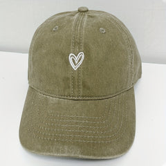 Unisex Adjustable Baseball Cap with Heart Embroidery