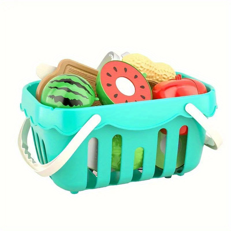 17pcs Kids Play House Cutting Vegetables & Fruits Toy with Music Random