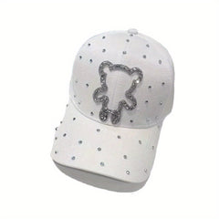 Rhinestone Teddy Couple Baseball Cap Cartoon Bear Sun Hat