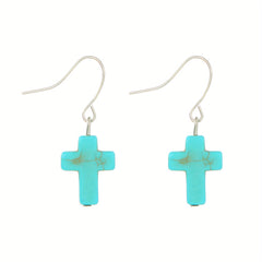 Turquoise Bohemian Hook Earrings Silver Plated Jewelry