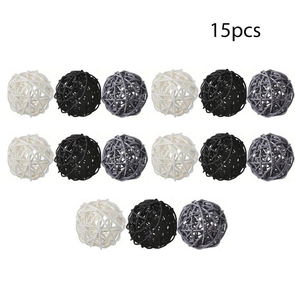 15pcs Decorative Rattan Balls Craft Orbs for Home and Party Decor