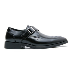 Men's Brogue Monk Strap Loafer Shoes Square Toe Casual Dress Shoes