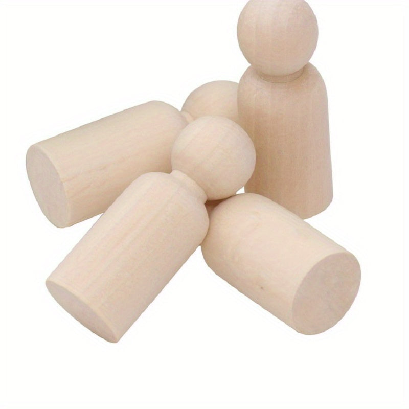 10pcs 65mm Wooden Peg Doll Bodies Unfinished People Shapes Angel Dolls DIY Craft