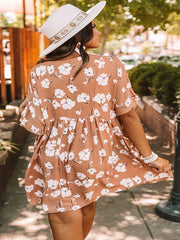 Women's Plus Floral Print V-Neck Dress With Pockets