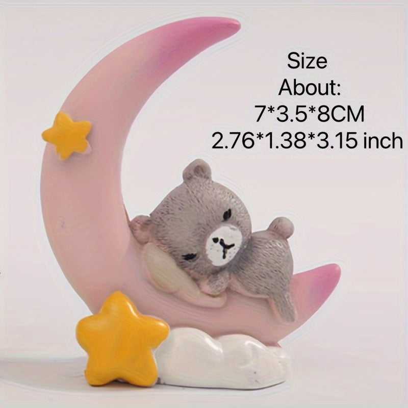Moon Bear Resin Figurine Desk Decor Handcrafted Gift