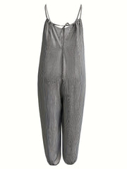  Stripe Print Tie Back Loose Fit Jumpsuit