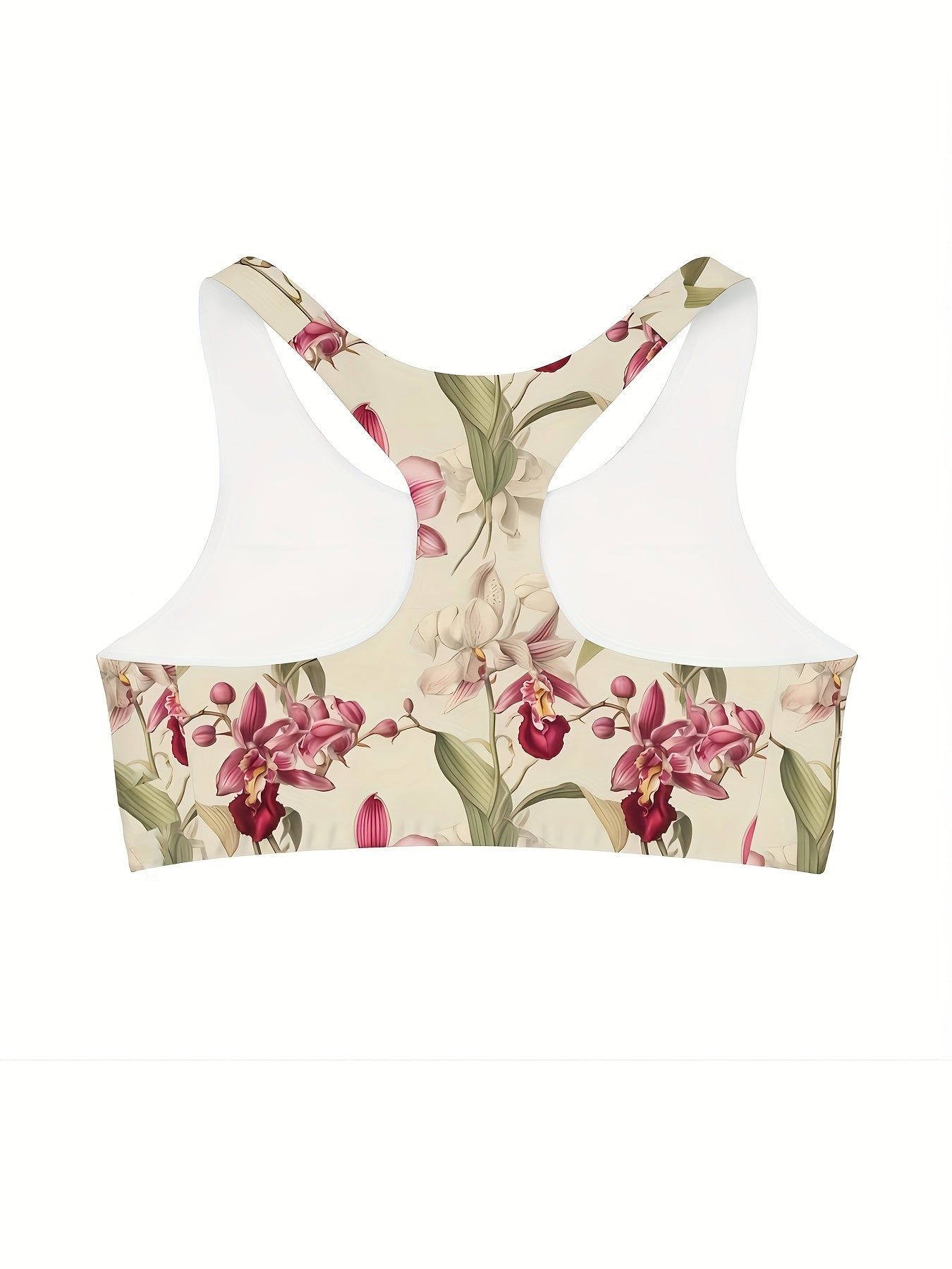 Floral Print Racer Back Yoga Running Bra