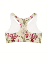  Floral Print Racer Back Yoga Running Bra