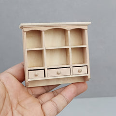 1:12 Scale Dollhouse Cabinet Unfinished Brown 3 Compartment Display Furniture