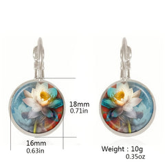 Ethnic Style Time Gemstone Earrings Lotus Violet Pattern Vintage Style Earrings