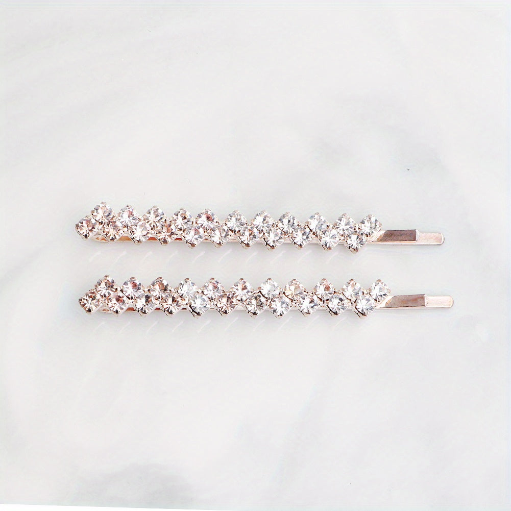 2pcs Rhinestone Hair Clip Metal Hairpin Barrette Bridal Wedding Party Favor Deco
