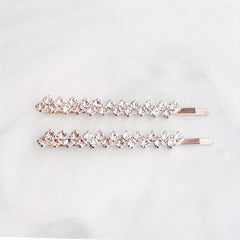 2pcs Rhinestone Hair Clip Metal Hairpin Barrette Bridal Wedding Party Favor Deco