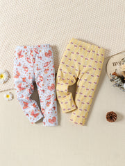 2pcs Butterfly & Flowers Print Leggings Set For Toddler Girls