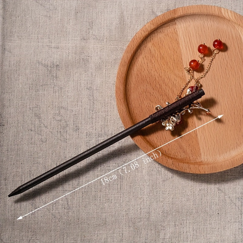 Chinese Style Wooden Hair Stick Retro Ponytail Holder Hair Accessories For Women