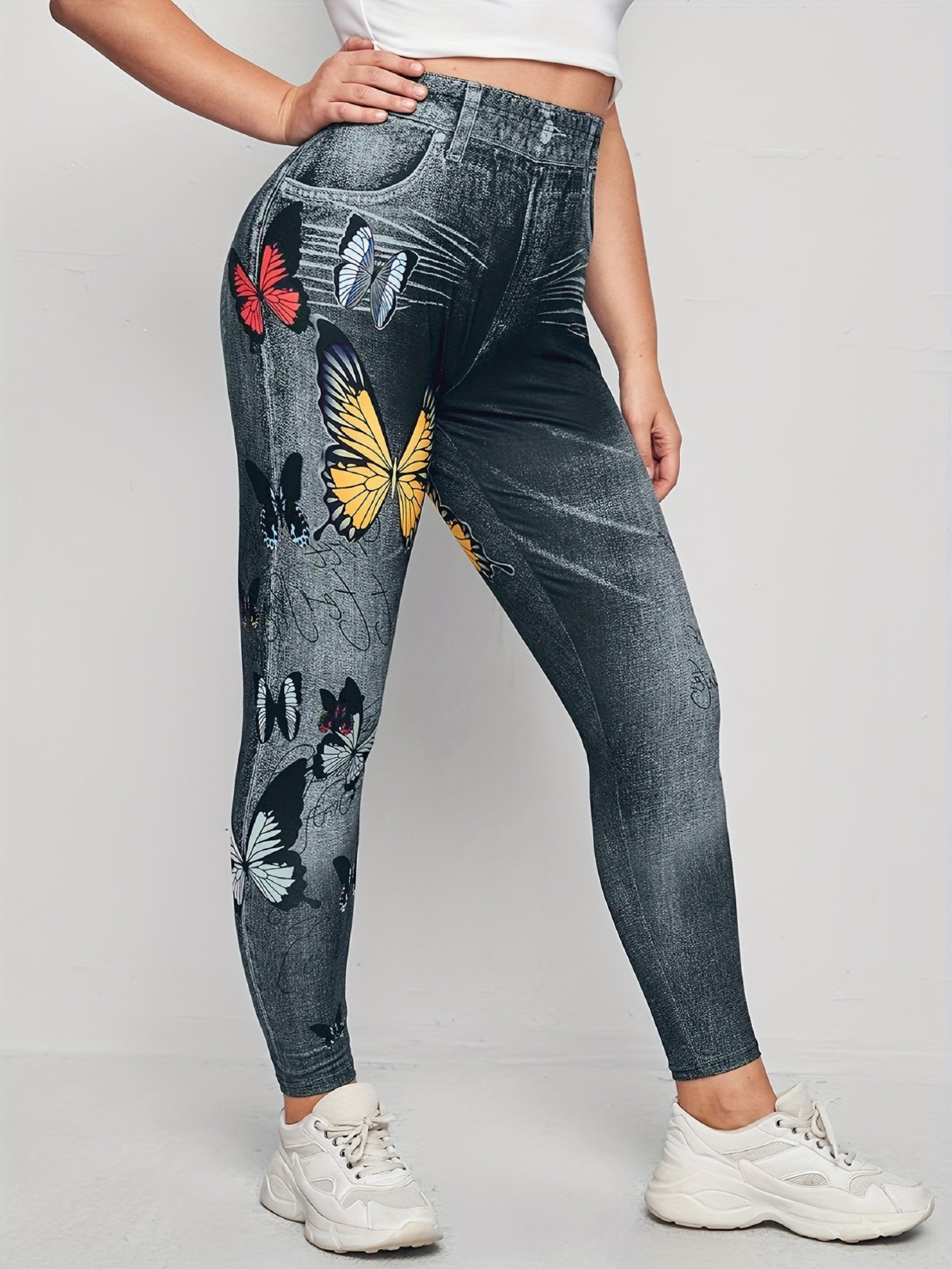  Butterfly Print High Rise Leggings