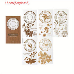 15 Sheets Flower And Plant Sticky Notes for Diary Decoration