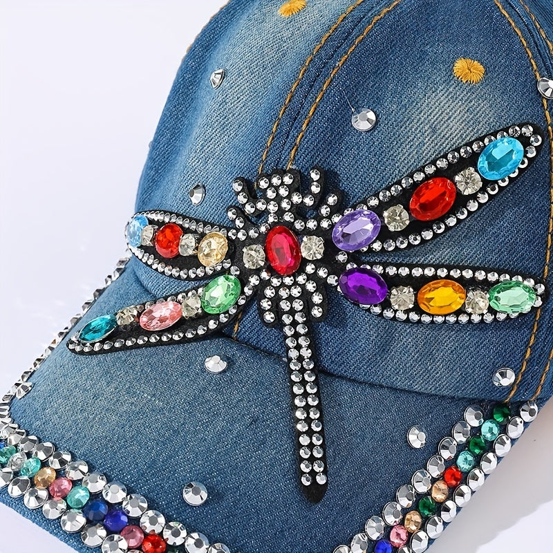 Dragonfly Patch Baseball Cap Distressed Dad Hat Sun Hats For Women