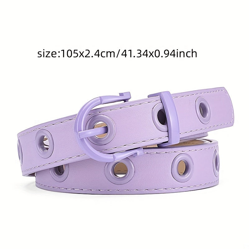 Eyelet Hollow Out PU Belt Vintage Solid Waist Belt Classic Jeans Pants Belts