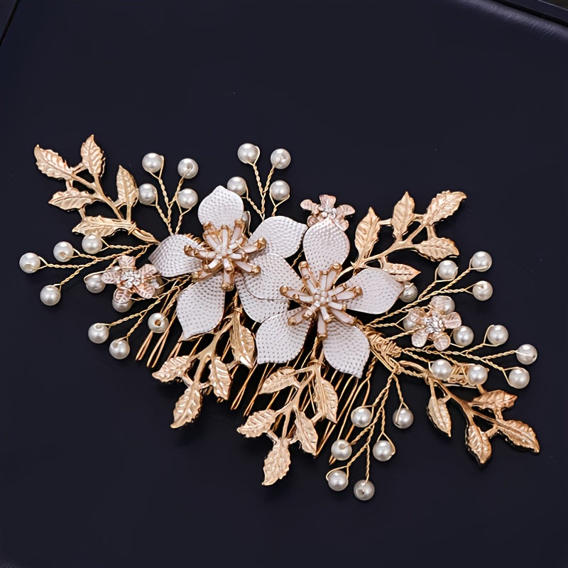 Pearl & Floral Bridal Hair Clip - Wedding Hair