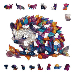Colorful Hedgehog Wooden Puzzle Irregular Animal Shape Educational Toy