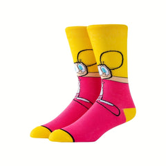 Cartoon Pattern Socks, 2 Pairs Mid Tube Women's Stockings