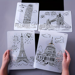 A4 Architecture Painting Stencils for DIY Crafts
