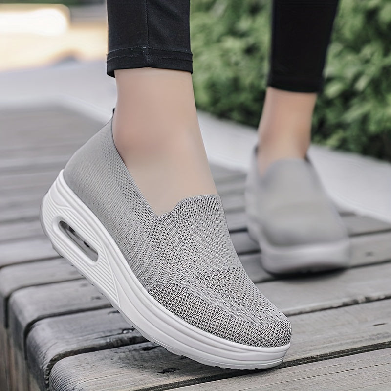 Women's Breathable Wedge Sneakers Air Cushion Slip-On Casual Shoes