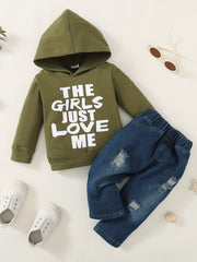 Baby Boys Hooded Top Ripped Jeans Set